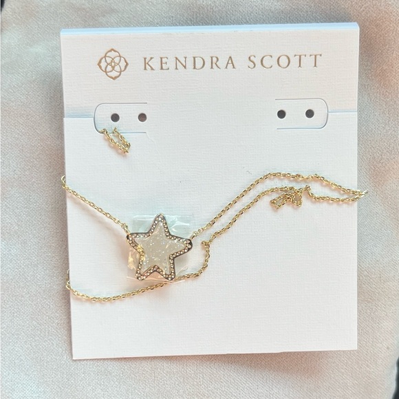 Kendra Scott Gold Iridescent Drusy Pendant Jae star necklace - Picture 1 of 2